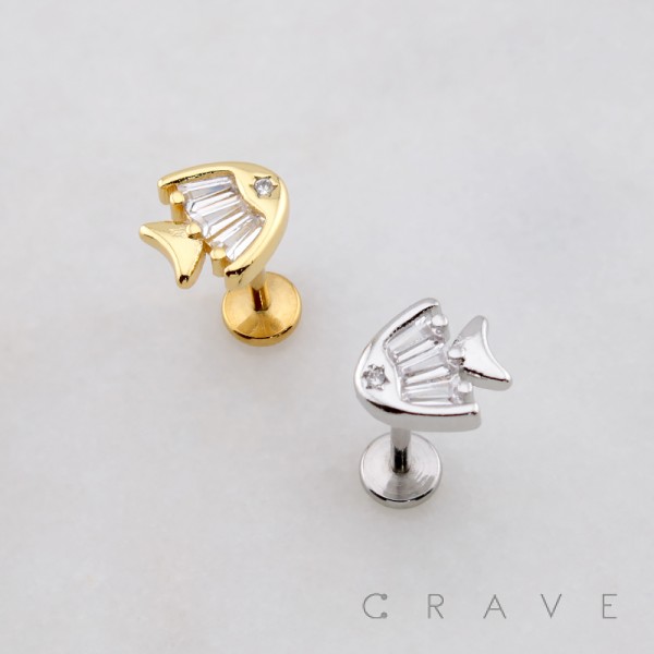 AQUATIC GLUB GLUB FISH CZ STUD THREADLESS (PUSH IN) 316L SURGICAL STEEL LABRET SET AQUATIC GLUB GLUB FISH CZ STUD THREADLESS (PUSH IN) 316L SURGICAL STEEL LABRET SET